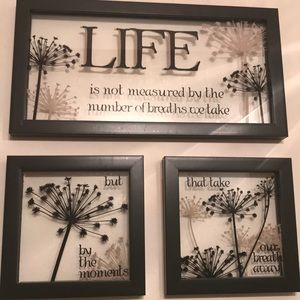 3 piece glass quote picture frame